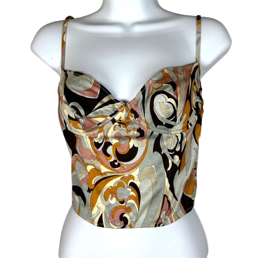 Emilio Pucci Vintage Psychedelic Corset Bustier Crop Size IV US 2 NEW - Other